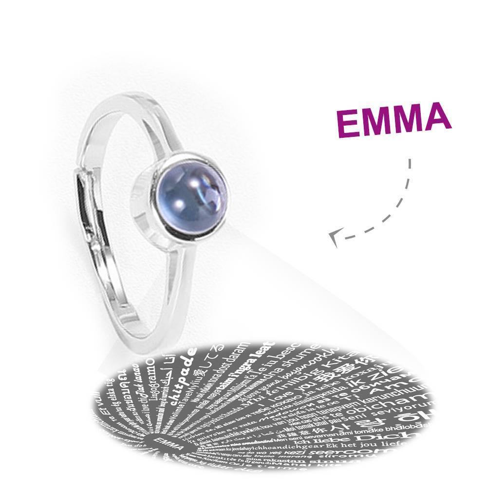 I Love You Ring in 100 Languages Projection Engraved Ring, Women's Ring Silver