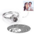 I Love You Ring Projection Photo Engraved Ring in 100 Languages, Unique Gift Rose Gold Plated - Silver
