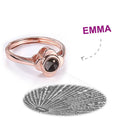 I Love You Ring Projection Engraved Ring in 100 Languages, Unique Gift Rose Gold Plated - Silver