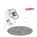 I Love You Ring Projection Engraved Ring in 100 Languages, Two in One Heart-shaped Silver