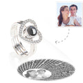 I Love You Ring Projection Photo Engraved Ring in 100 Languages, Two in One Heart-shaped Silver
