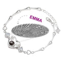 I Love You Bracelet in 100 Languages Projection Engraved Bracelet Heart with Antlers Silver
