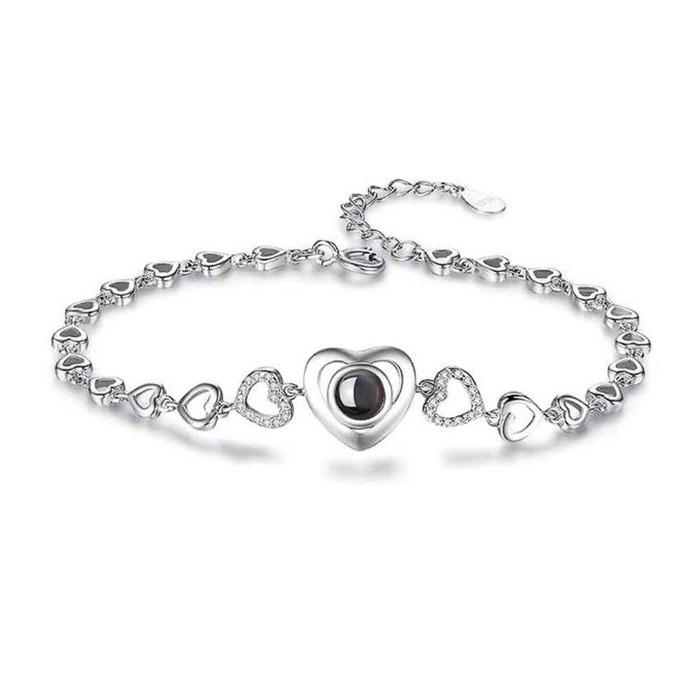 I Love You Bracelet in 100 Languages Projection Engraved Bracelet, Perfect Gift Silver