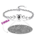 I Love You Bracelet in 100 Languages Projection Engraved Bracelet, Perfect Gift Silver