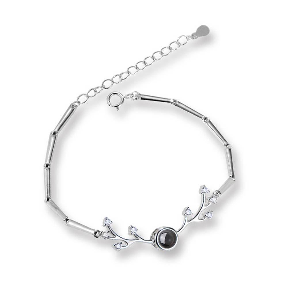 I Love You Bracelet in 100 Languages Projection Photo Engraved Bracelet Antlers Silver