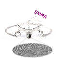 I Love You Bracelet in 100 Languages Projection Engraved Bracelet Angel Wings Silver