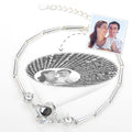 I Love You Bracelet in 100 Languages Projection Photo Engraved Bracelet Four-leaf Clover Silver