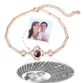 I Love You Bracelet in 100 Languages Projection Photo Engraved Bracelet Four-leaf Clover Rose Gold Plated - Silver