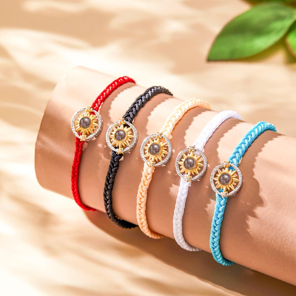 Custom Photo Projection Bracelet Sun Flower Fashion Couple Gifts