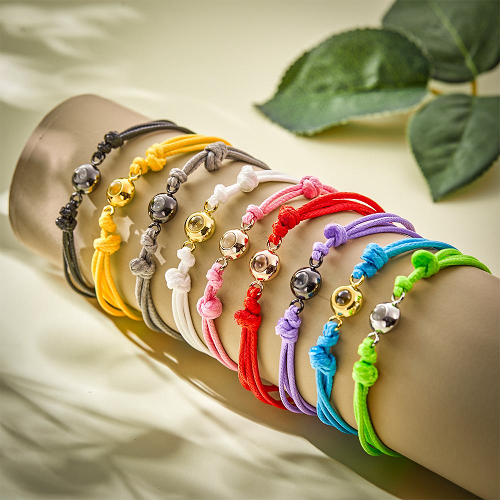 Custom Projection Photo Bracelet Weave Style Colorful Couple Gifts