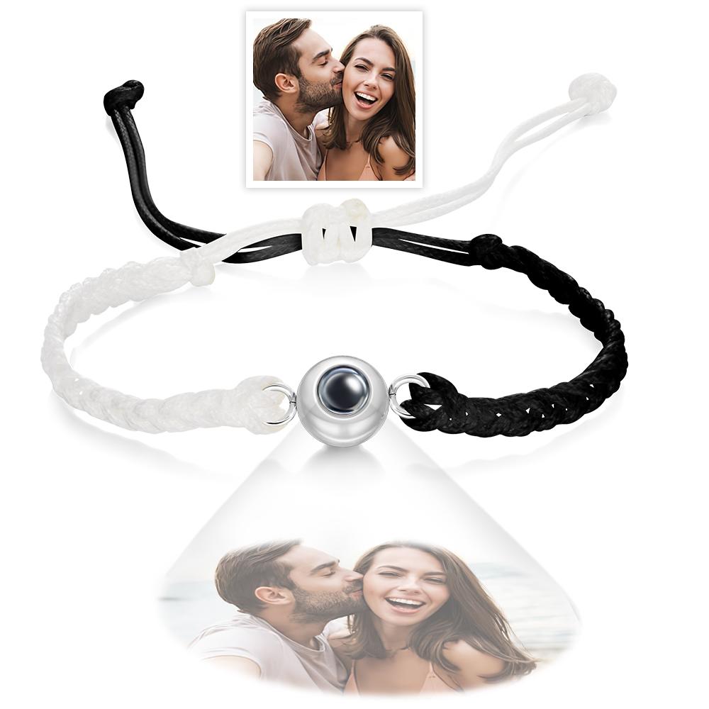 Custom Photo Projection Bracelet Black and White Colorblock Bracelet Creative Gift