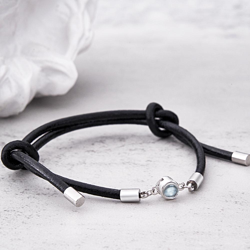 Personalized Photo Projection Leather Bracelet Adjustable Bracelet Gifts For Him