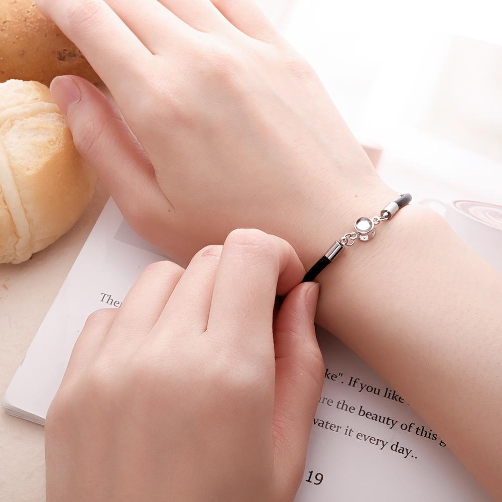 Personalized Photo Projection Leather Bracelet Adjustable Bracelet Gifts For Him