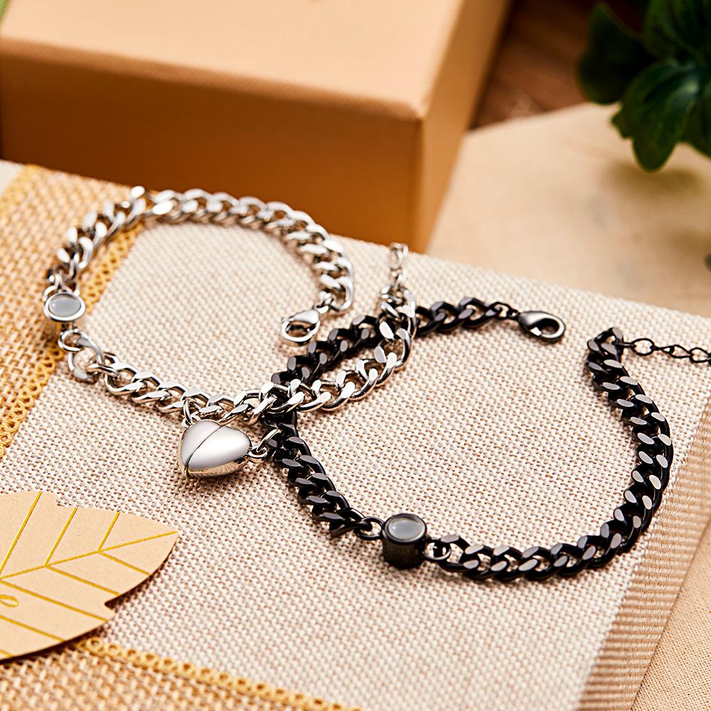 Custom Simple Fashion Chain with Magnet Picture Projection Bracelet