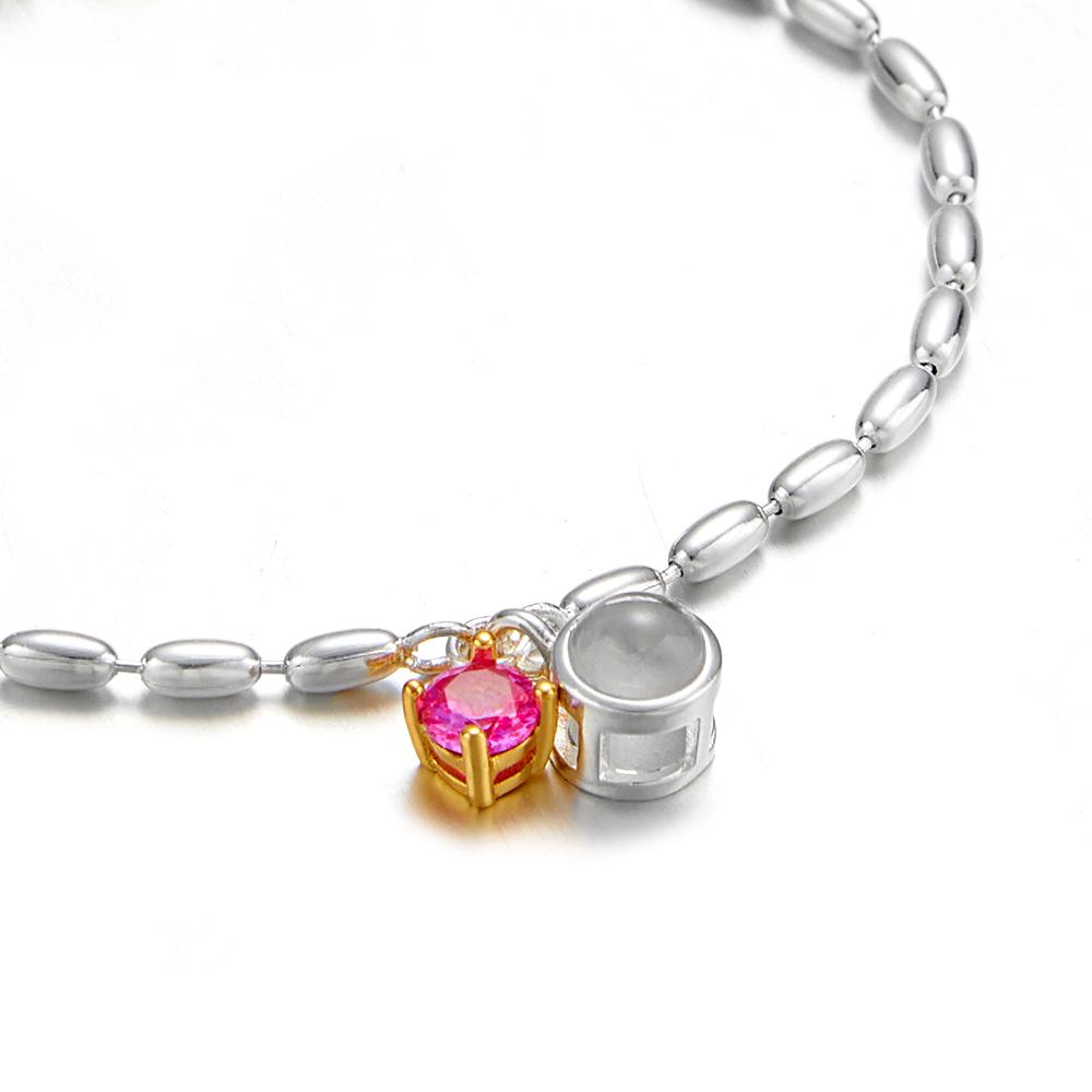 Personalized Birthstone Projection Photo Bracelet Custom Bracelet Memorial Jewelry Birthday Gift Mothers Day Gift