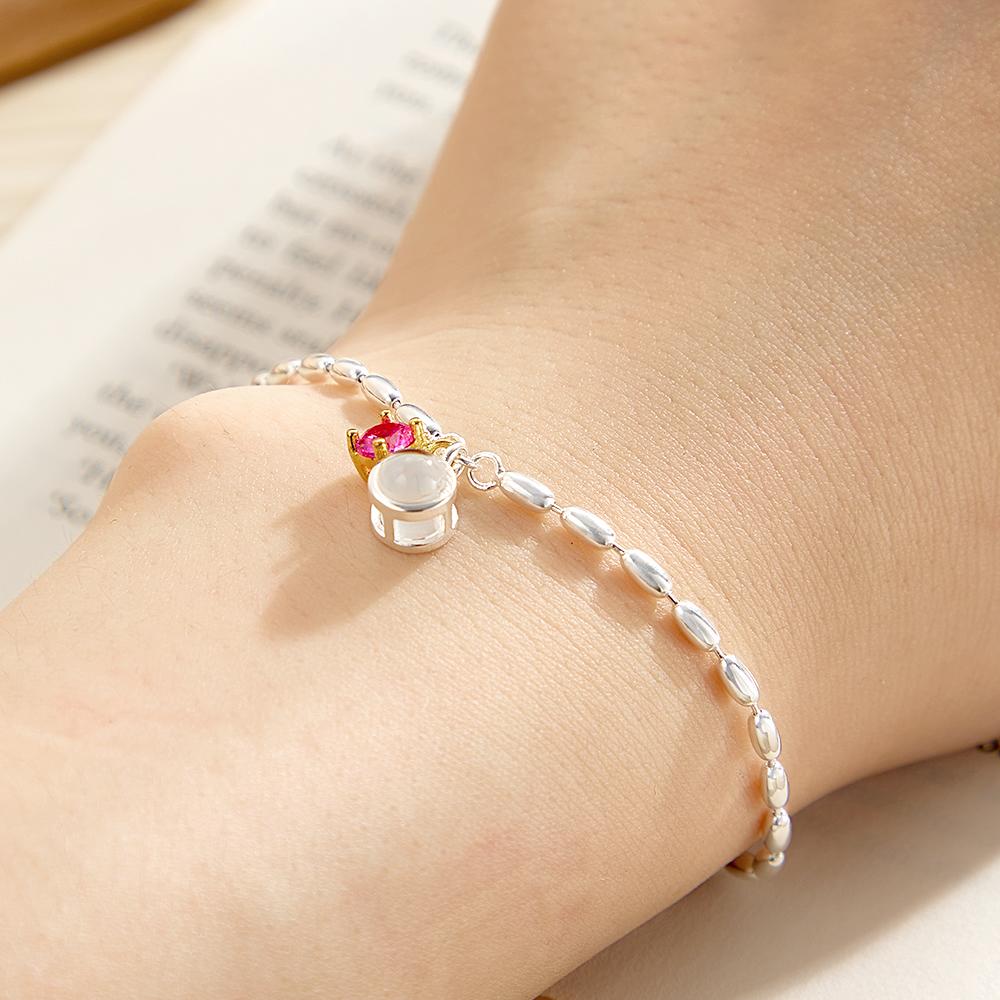 Personalized Birthstone Projection Photo Bracelet Custom Bracelet Memorial Jewelry Birthday Gift Mothers Day Gift