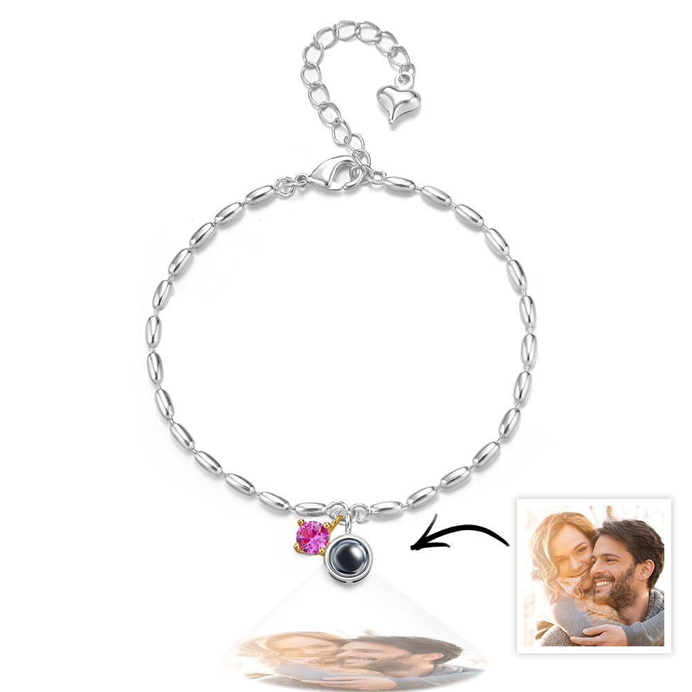 Personalized Birthstone Projection Photo Bracelet Custom Bracelet Memorial Jewelry Birthday Gift Mothers Day Gift