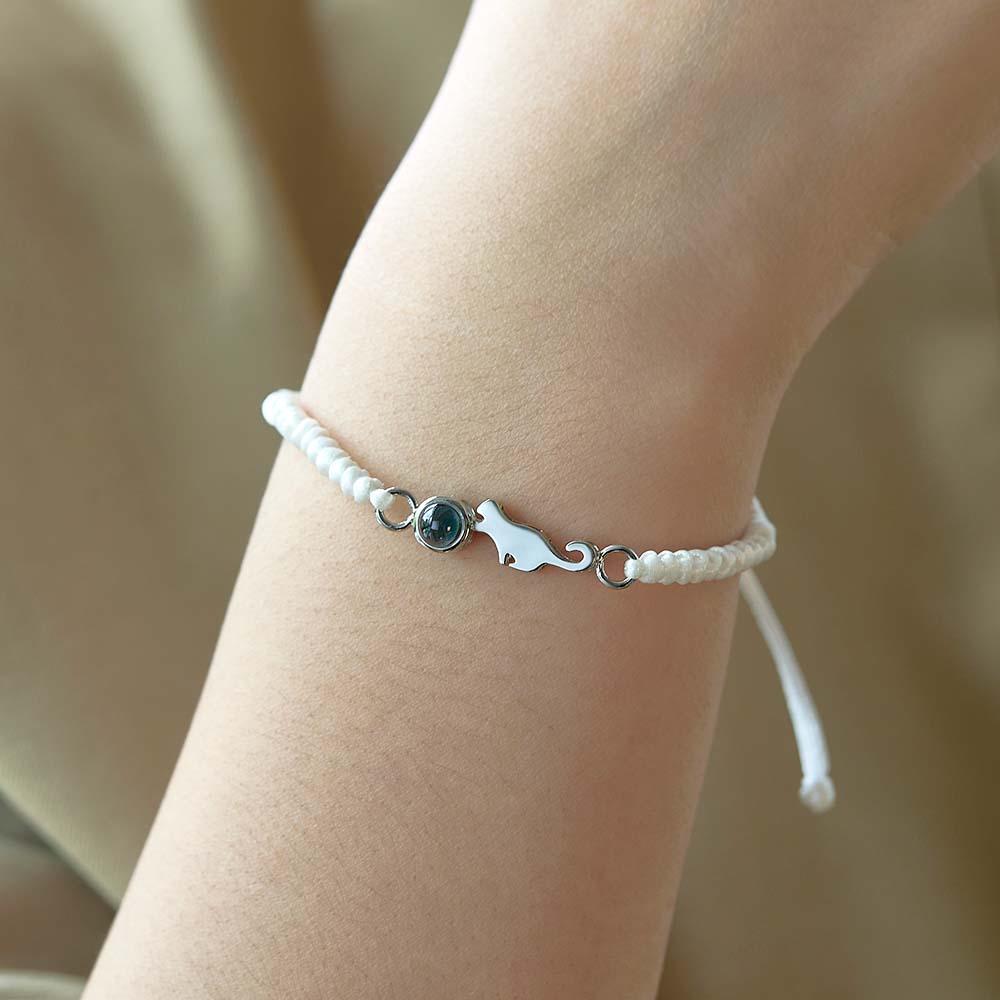 Custom Cat Projection Bracelet Personalized Memorial Picture inside Bracelet Gift for Her