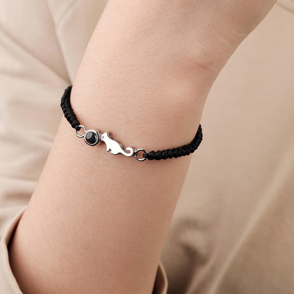 Custom Cat Projection Bracelet Personalized Memorial Picture inside Bracelet Gift for Her