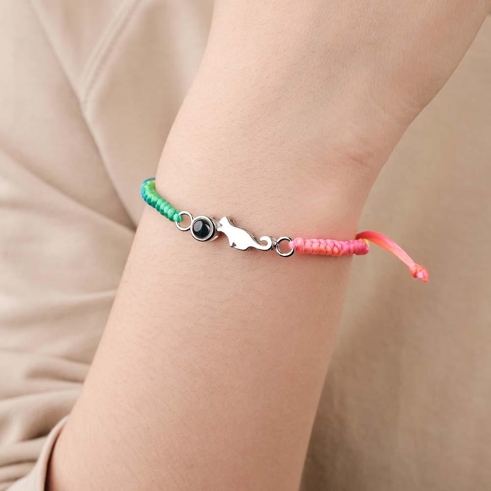 Custom Cat Projection Bracelet Personalized Memorial Picture inside Bracelet Gift for Her