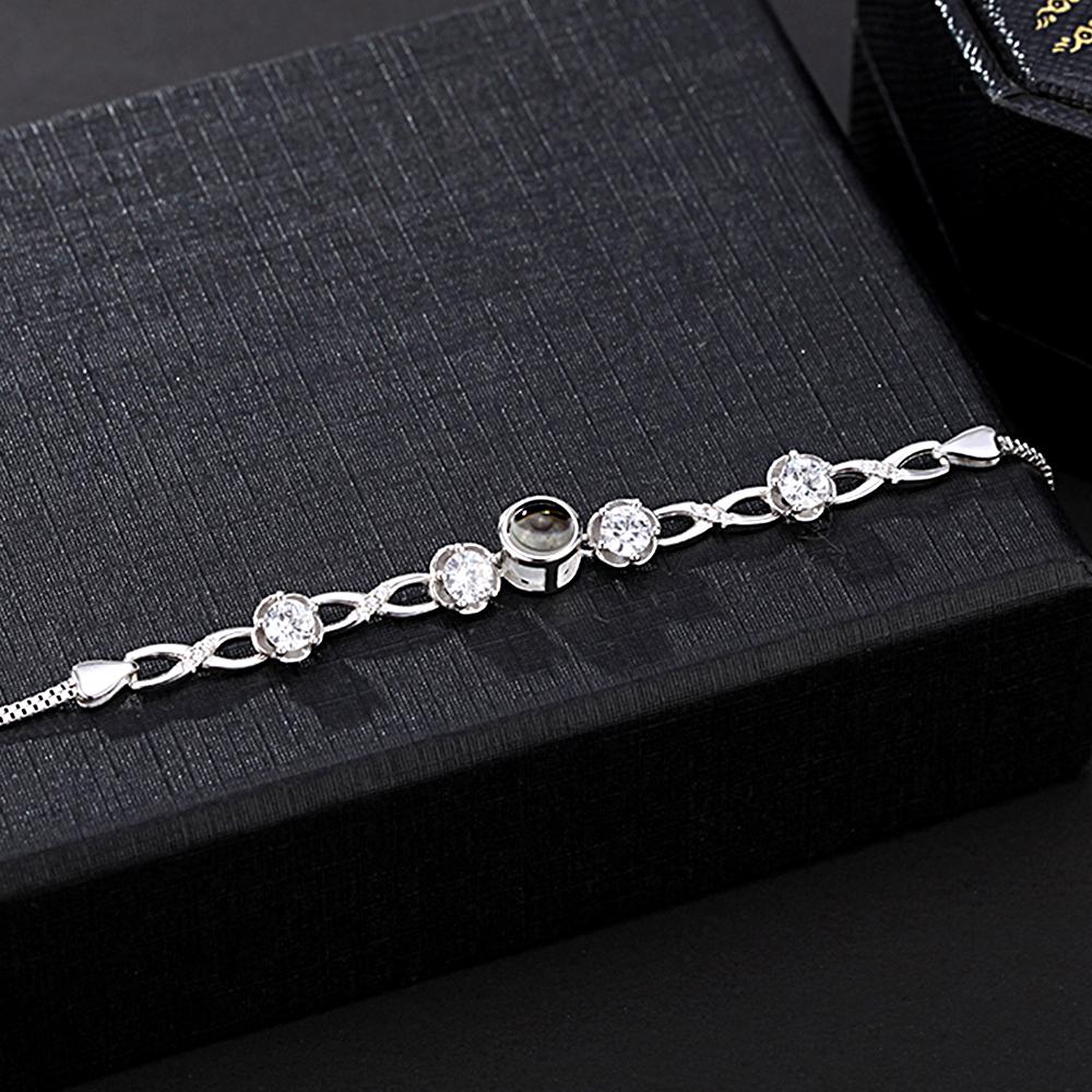 Personalized Photo Projection Bracelet with Diamonds Beautiful Gift for Mom Best Mother's Day Gift