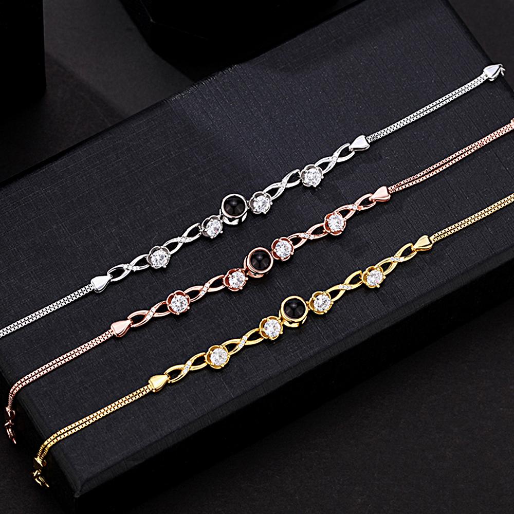 Personalized Photo Projection Bracelet with Diamonds Beautiful Gift for Mom Best Mother's Day Gift