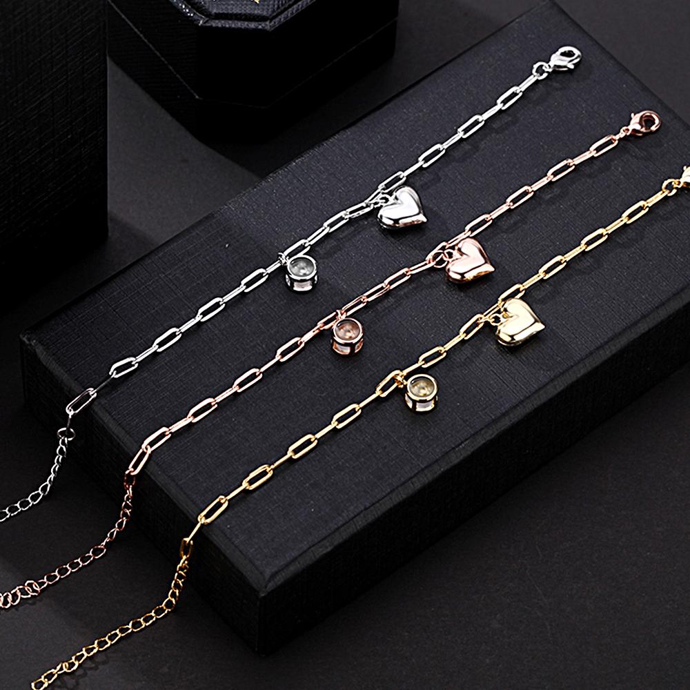 Personalized Photo Projection Bracelet with Heart Creative Gift