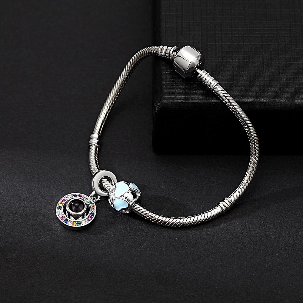 Personalized Picture Projection Bracelet with Cute Ornaments Best Gift for Her