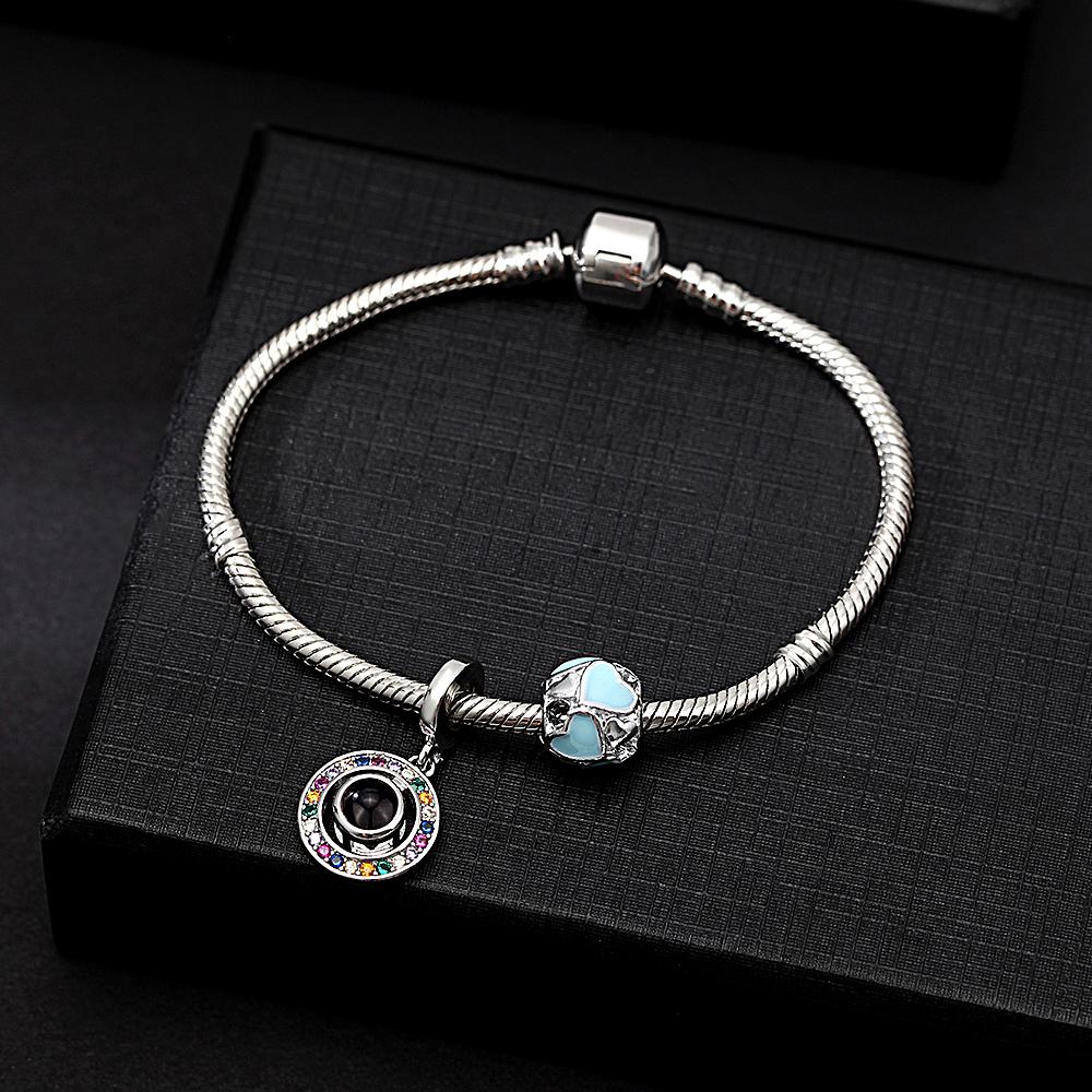 Personalized Picture Projection Bracelet with Cute Ornaments Best Gift for Her
