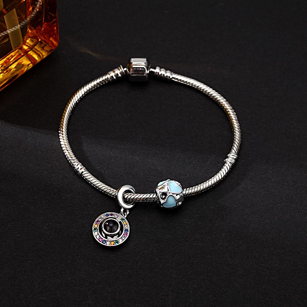 Personalized Picture Projection Bracelet with Cute Ornaments Best Gift for Her