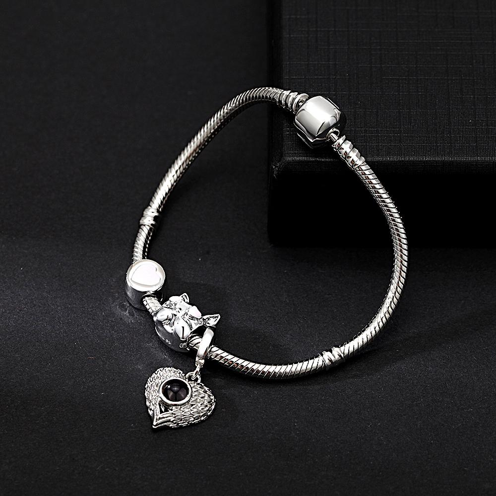 Personalized Picture Projection Bracelet with Cute Ornaments Best Gift for Her