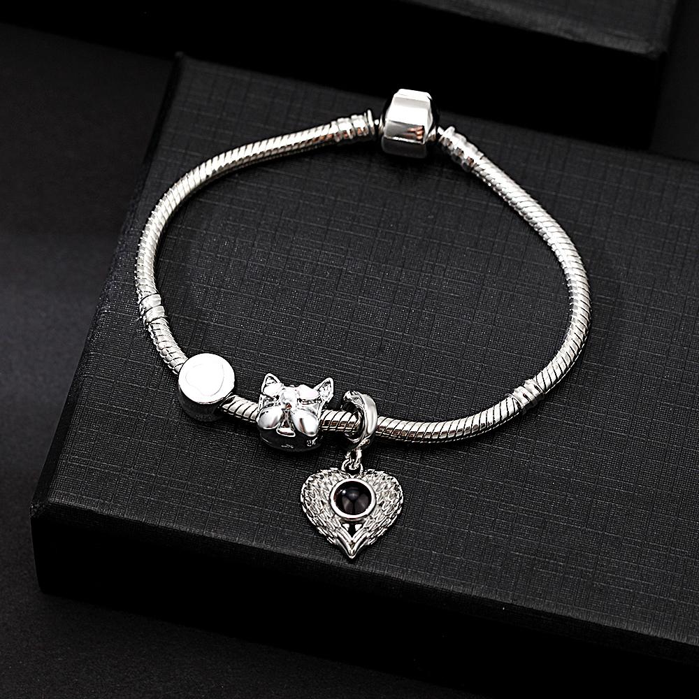 Personalized Picture Projection Bracelet with Cute Ornaments Best Gift for Her