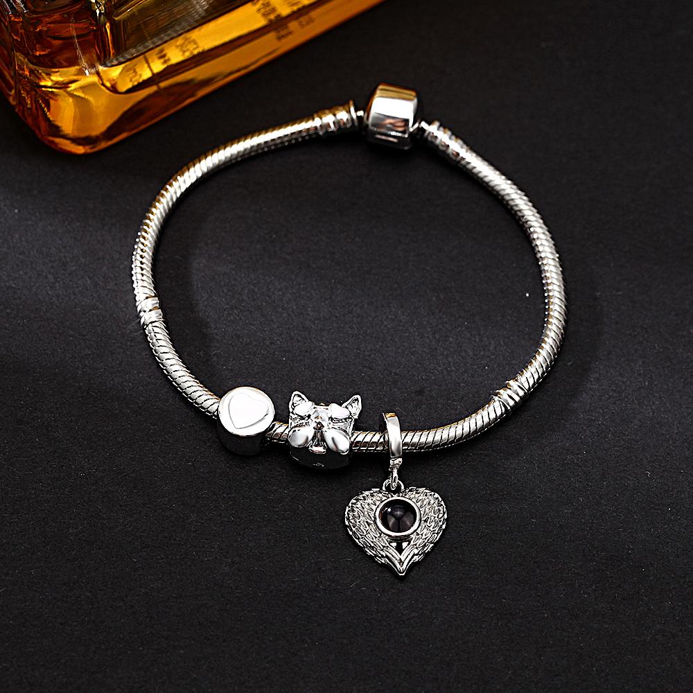 Personalized Picture Projection Bracelet with Cute Ornaments Best Gift for Her
