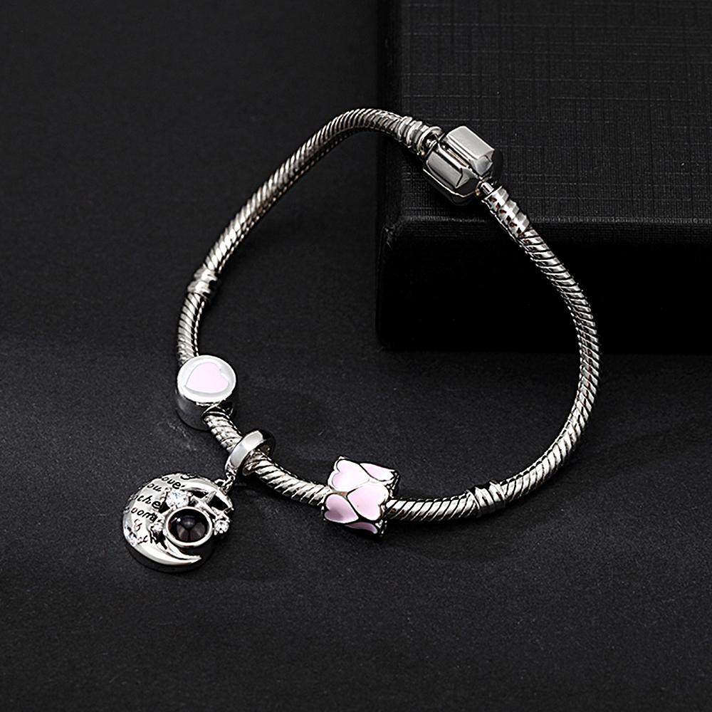 Personalized Picture Projection Bracelet with Cute Ornaments Best Gift for Her