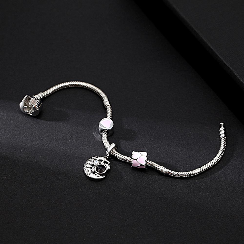 Personalized Picture Projection Bracelet with Cute Ornaments Best Gift for Her