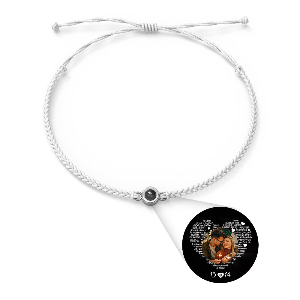 Personalized Photo Projection Charm Bracelet Multiple Colors Styles I love you in 100 languages Minimalist Photo Jewelry Birthday Gift for Her