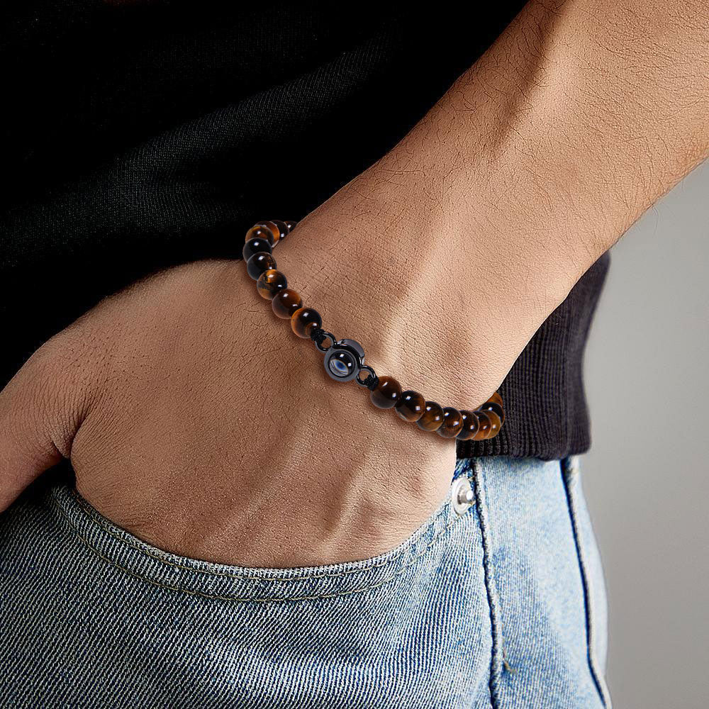 Custom Photo Projection Bracelet Men's Bracelet Jewelry Gift for Boyfriend Husband Dad