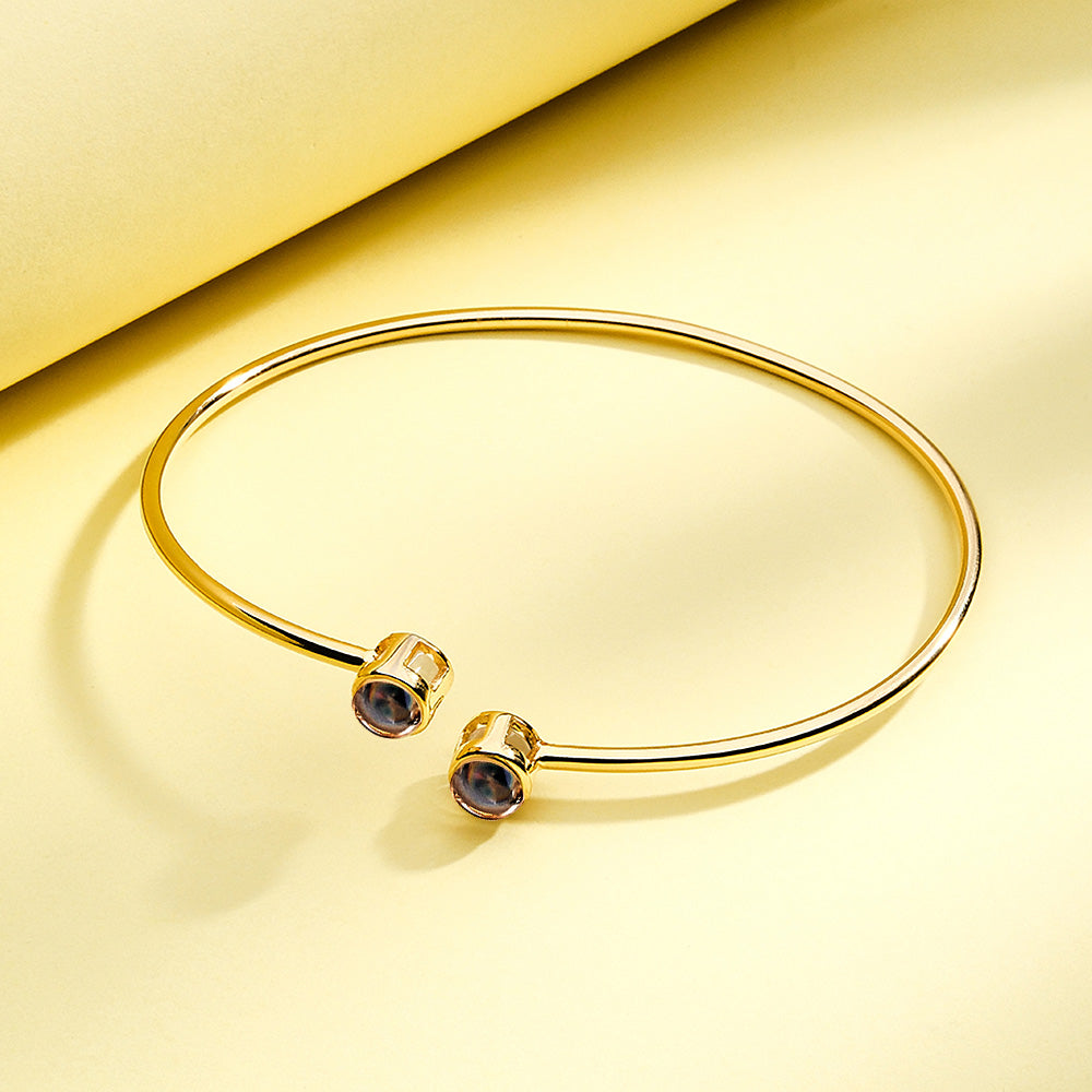 Custom Two Photos Projection Bracelet Personalized Picture Inside Bracelet Keepsake Jewelry