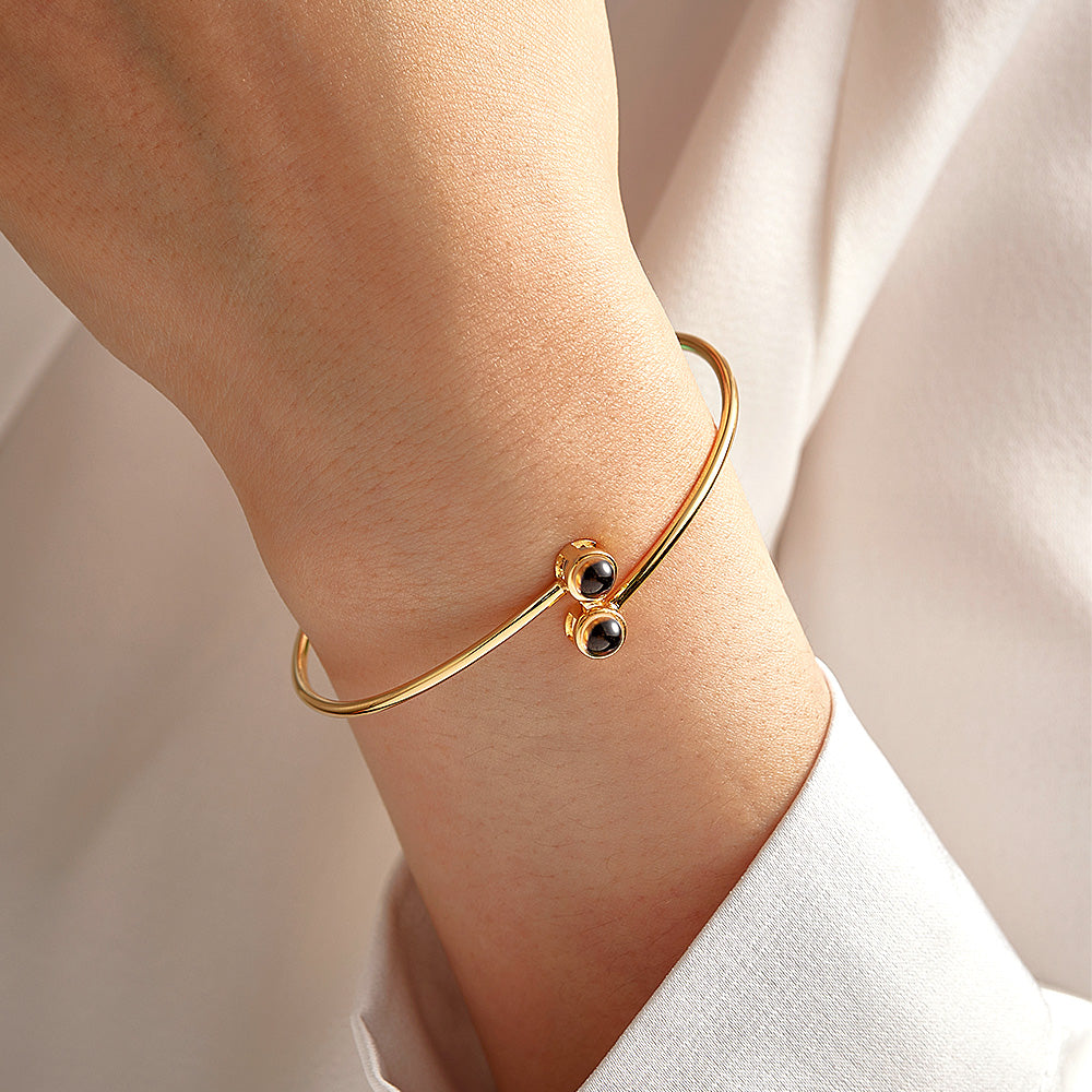 Custom Two Photos Projection Bracelet Personalized Picture Inside Bracelet Keepsake Jewelry