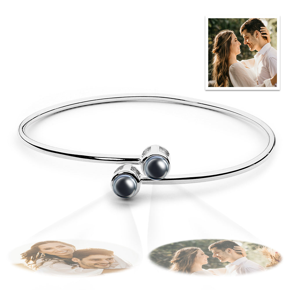 Custom Two Photos Projection Bracelet Personalized Picture Inside Bracelet Keepsake Jewelry
