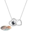 Custom Double Heart Photo Projection Necklace Personalized Picture Inside Pendant Memorial Jewelry