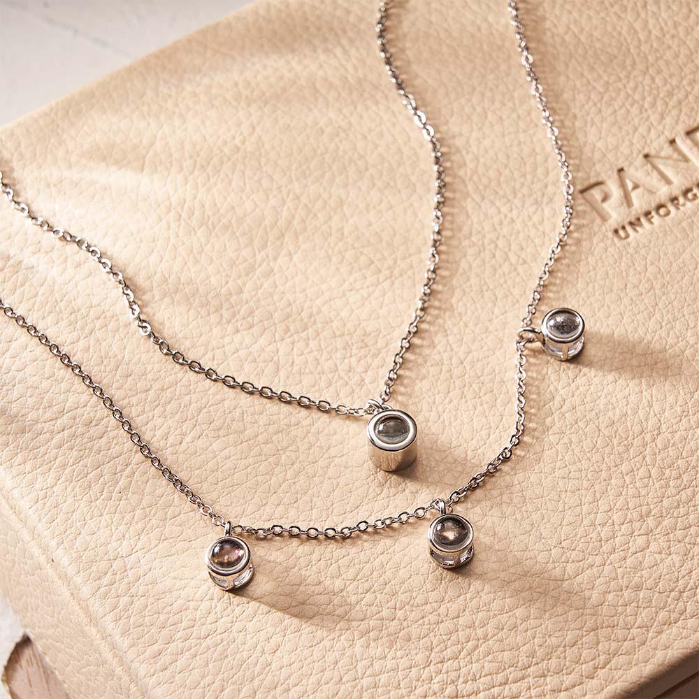 Double Chain Photo Necklace Personalized Projection Necklace Necklace Gift For Women