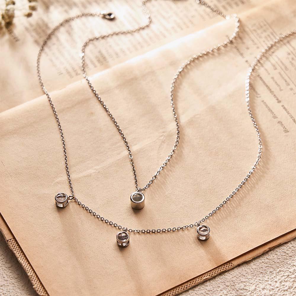 Double Chain Photo Necklace Personalized Projection Necklace Necklace Gift For Women