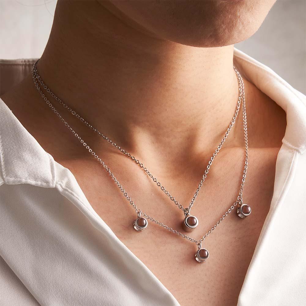 Double Chain Photo Necklace Personalized Projection Necklace Necklace Gift For Women
