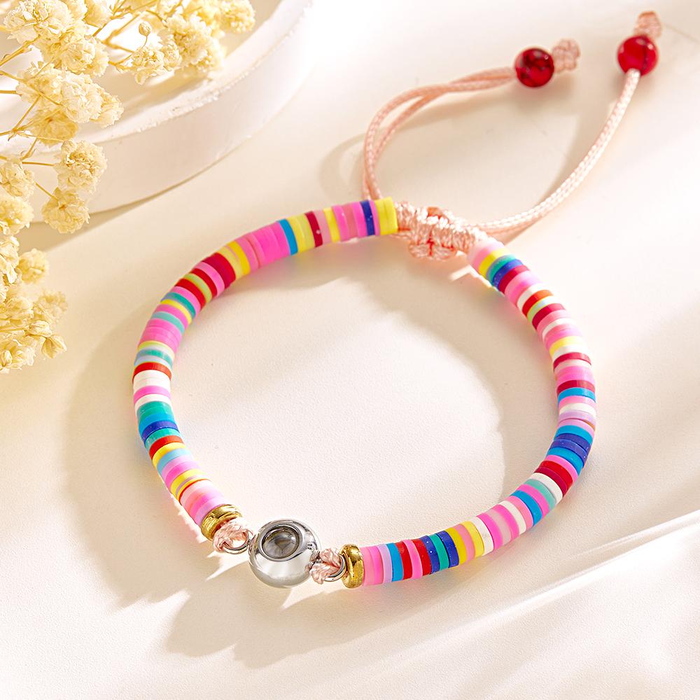 Custom Photo Projection Bracelet Pink Tender Gift for Her