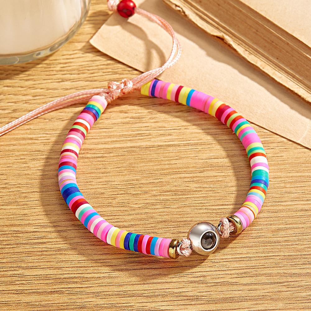 Custom Photo Projection Bracelet Pink Tender Gift for Her