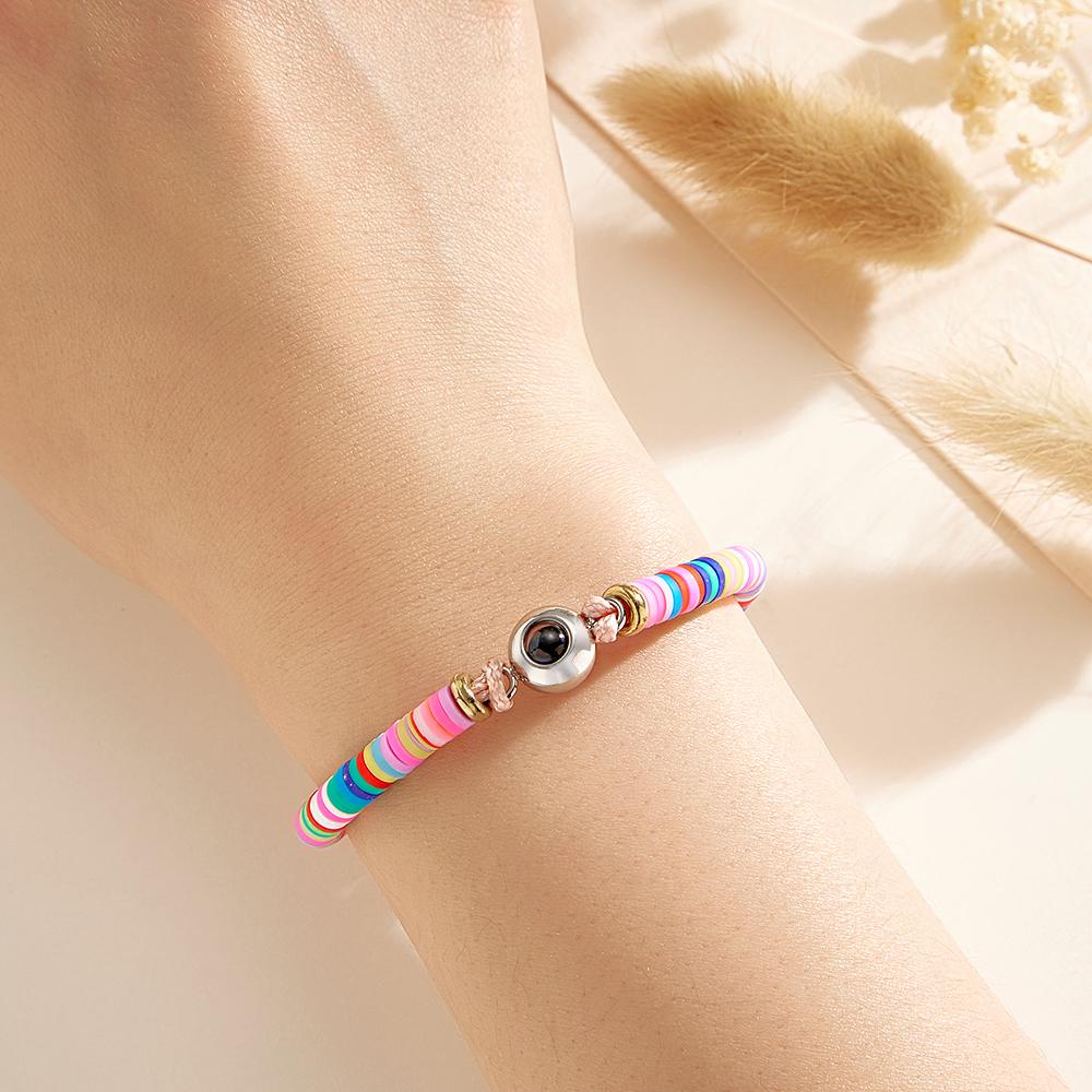 Custom Photo Projection Bracelet Pink Tender Gift for Her