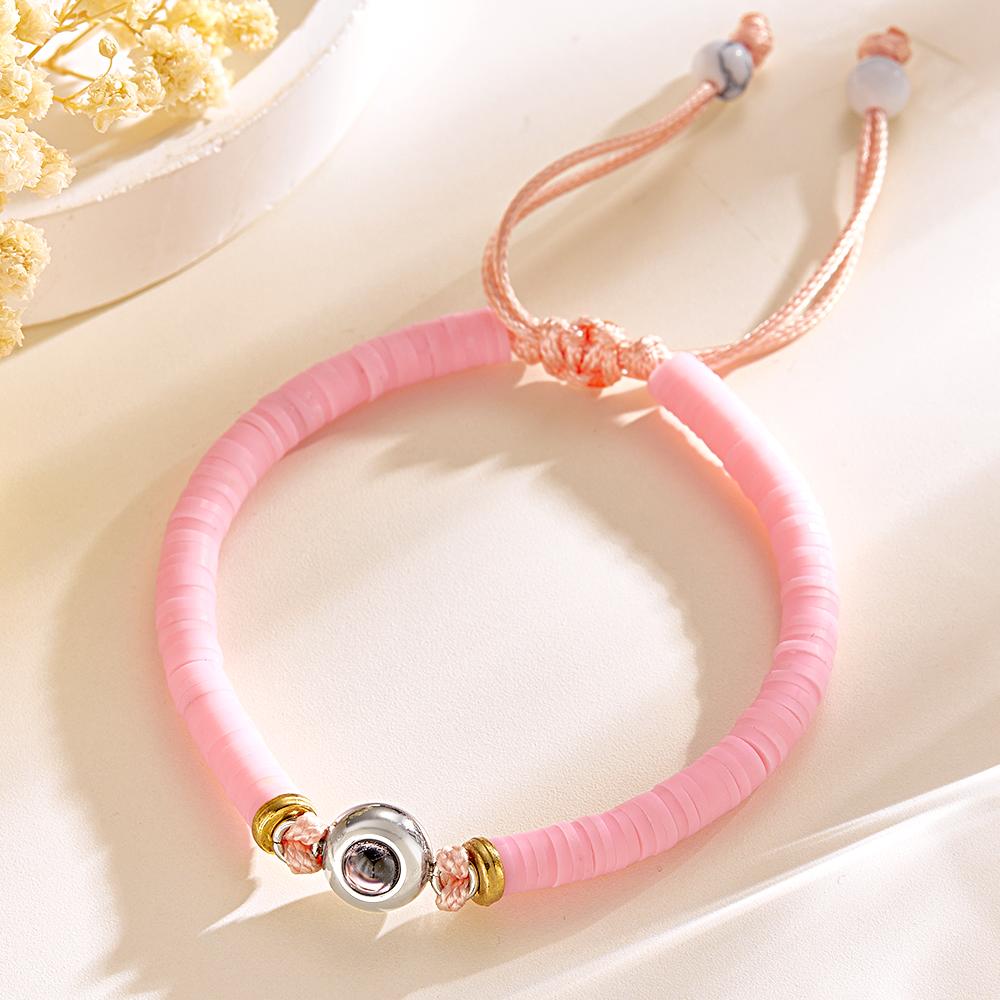 Custom Photo Projection Bracelet Pink Tender Gift for Her