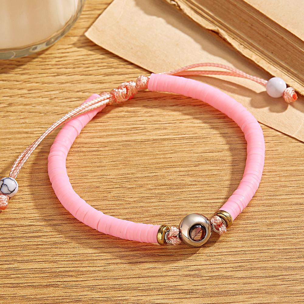 Custom Photo Projection Bracelet Pink Tender Gift for Her