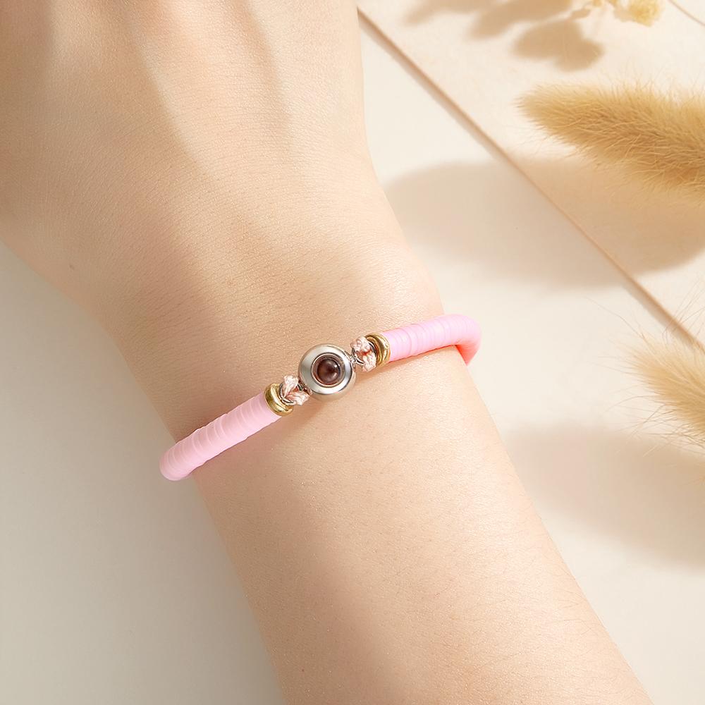 Custom Photo Projection Bracelet Pink Tender Gift for Her